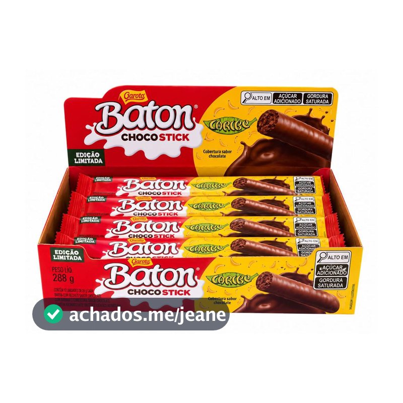 Chocolate Baton Choco Stick Caribe Com 12 Unidades De 24g
