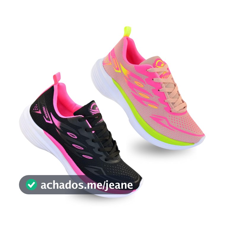 Kit 2 Pares Tenis Feminino Fit Esportivo Academia Corrida Confortavel Macio Leve