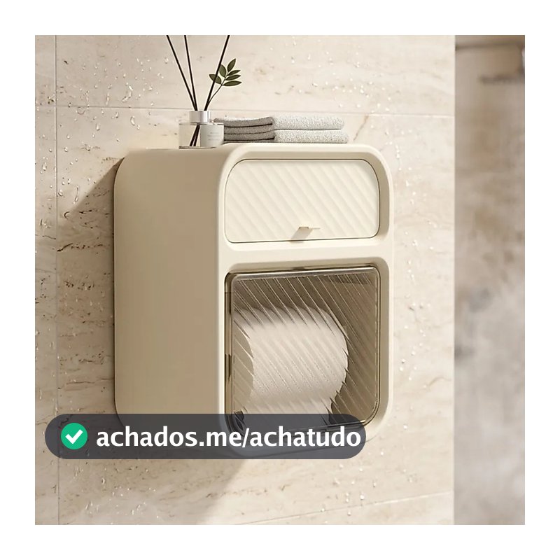 Suporte Organizador de Banheiro Multifuncional - Papel Higiênico e Lenços BEGE