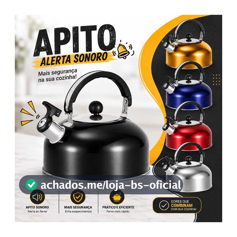Chaleira Aco  Inox Com  Apito  Sonoro Ferve Rápido Fogão Gás Indução Elétrico Chaleira Com Apito