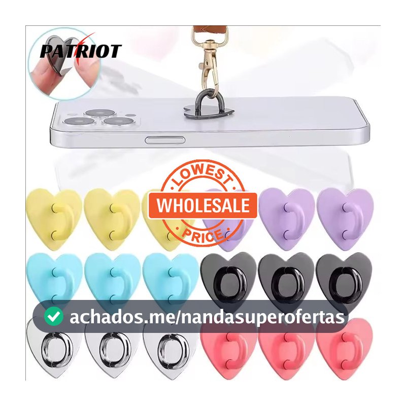 [Preço Por Atacado] Metal Love Heart Phone Finger Ring/DIY Pendant Clasp/Auto Adesivo Móvel Back Stand Ganchos