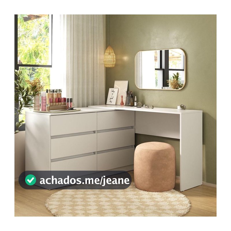 Penteadeira De Canto 120cm 6 Gavetas Multimóveis Mp4404 Branco