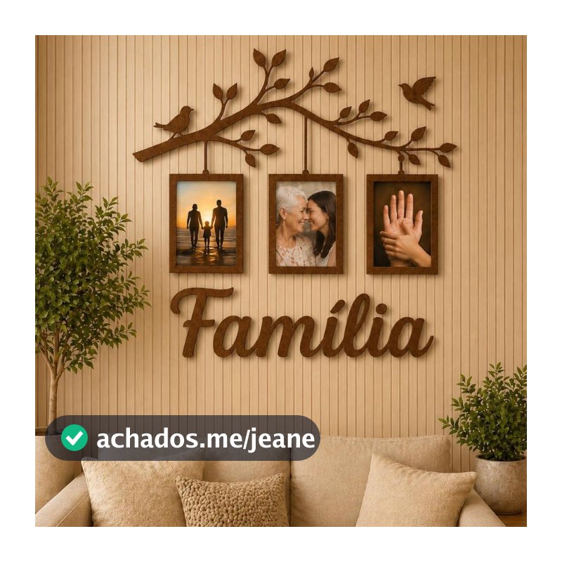 Quadro Porta Retrato Parede Decorativo Mdf  Árvore Molduras Foto Família Decoração Sala Parede Love Kit 3 Quadros