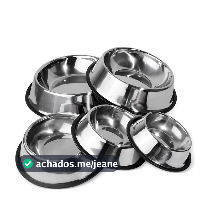 Comedouro e Bebedouro Inox Antiderrapante Para Cães e Gatos - Resistente e Ideal Para Pets de Todos os Potes - WYL