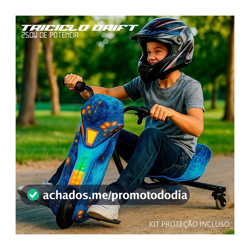 Triciclo Elétrico Interbras Drift 8” 350w com Bluetooth / Led / Bateria Recarregável
