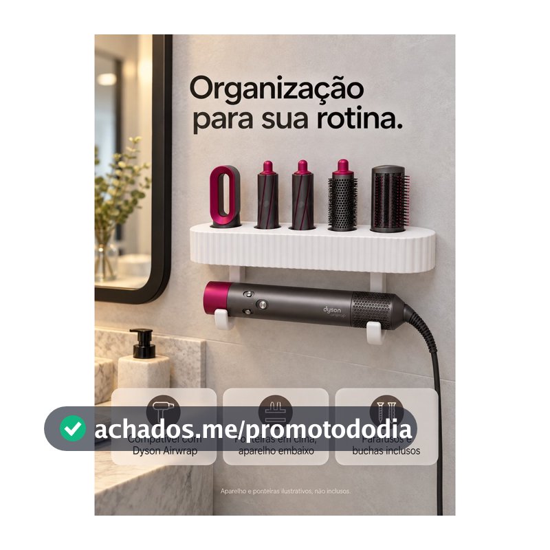 Suporte Secador 5 em 1 Compatível com Dyson Airwrap Organizador Parede para 5 Acessórios