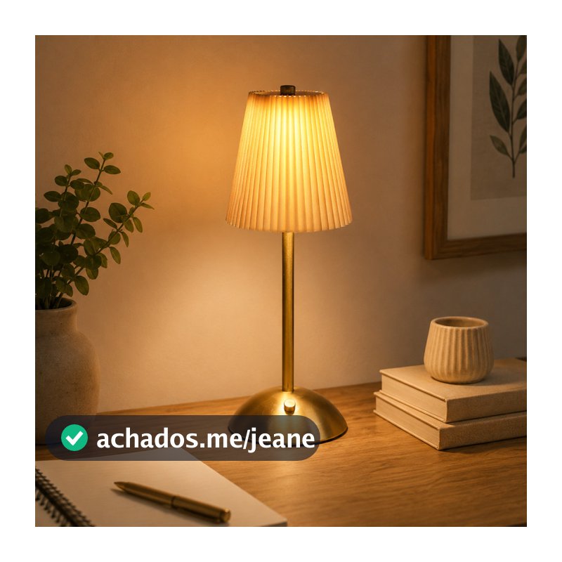 Luminária Decorativa De Mesa Recarregável LED USB Abajur Portátil Dourado