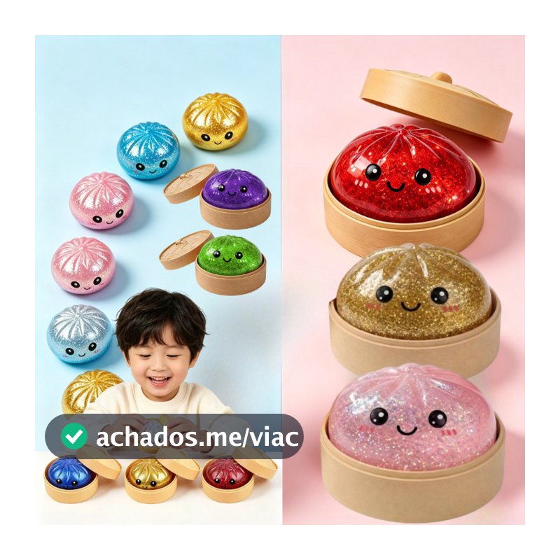 8.5cm/5.5cm Glitter Baozi Squeeze Brinquedo Lento Subindo Macio Estresse Bola Ansiedade Alívio Fidget Com Caixa