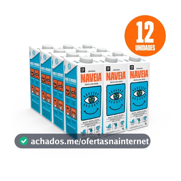 Pack 12x Leite Vegetal Naveia Original 1L Sem Lactose Sem Glúten