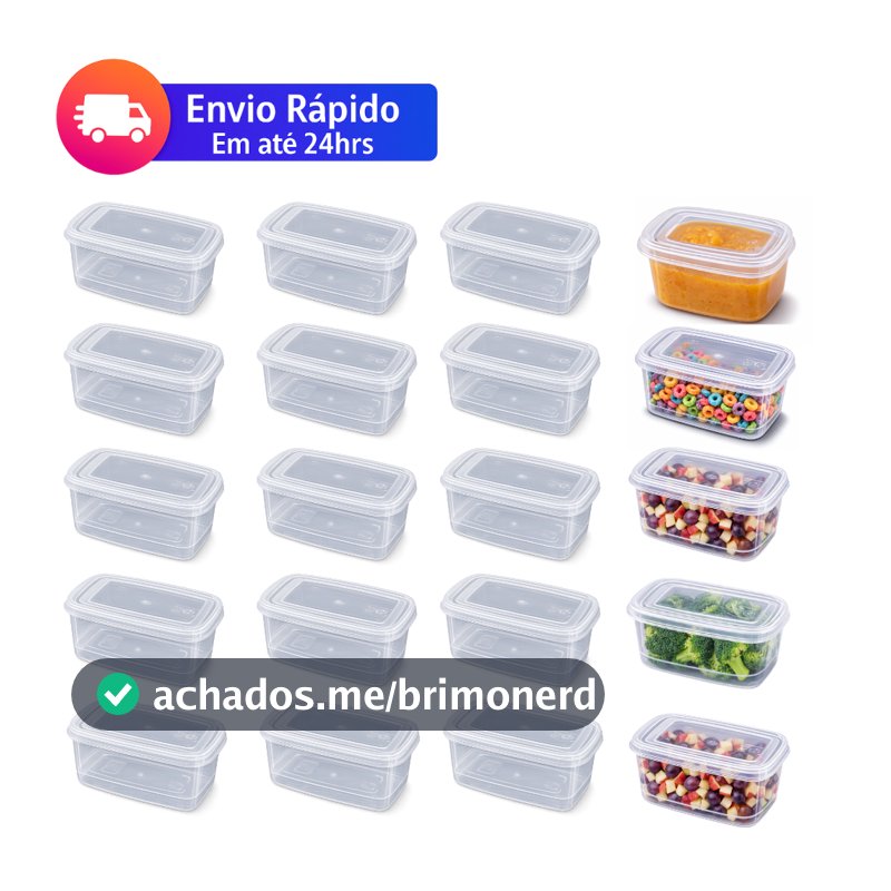 Kit Pote Retangular 260ml com Tampa, Jogo Pote Plástico BPA free Conjunto Pote Mini Retangular Fitnes