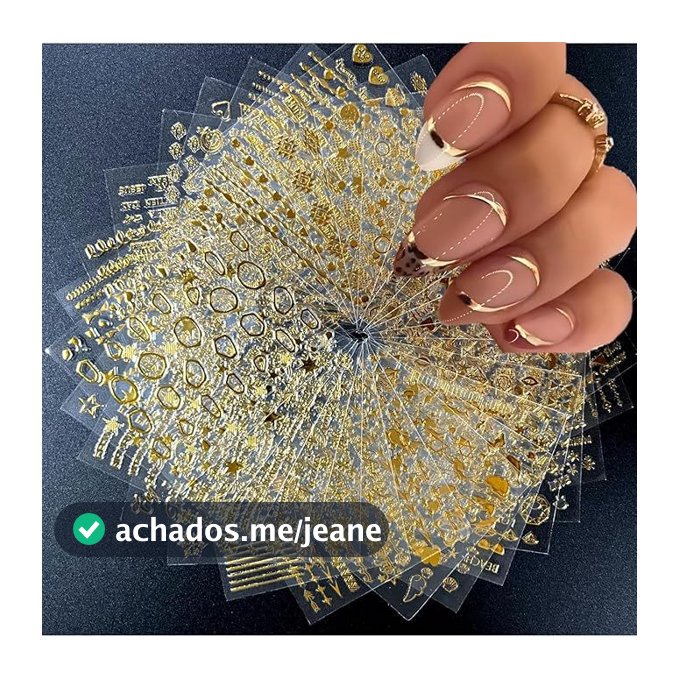 Conjunto de 30 peças adesivos de manicure ouro prata adesivos de unhas 3D manicure DIY decorações festa brilhante