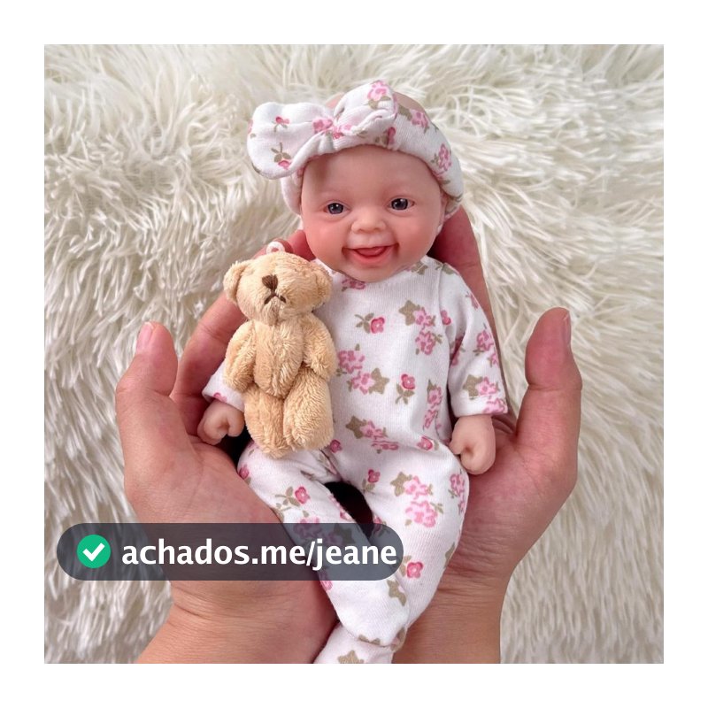 Bebê Reborn Boneca 20cm Silicone Sólido Menina Olho Azul