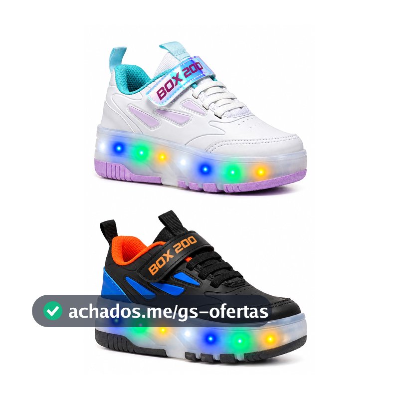 Tênis Patins Led Infantil 2 Rodinhas Menino Menina Skate