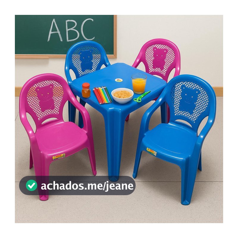 Mesa Infantil E Cadeira Decoradas Azul E Rosa Resistente Alimentar Pintar Brincar Casa Colorir Atividades Diversão