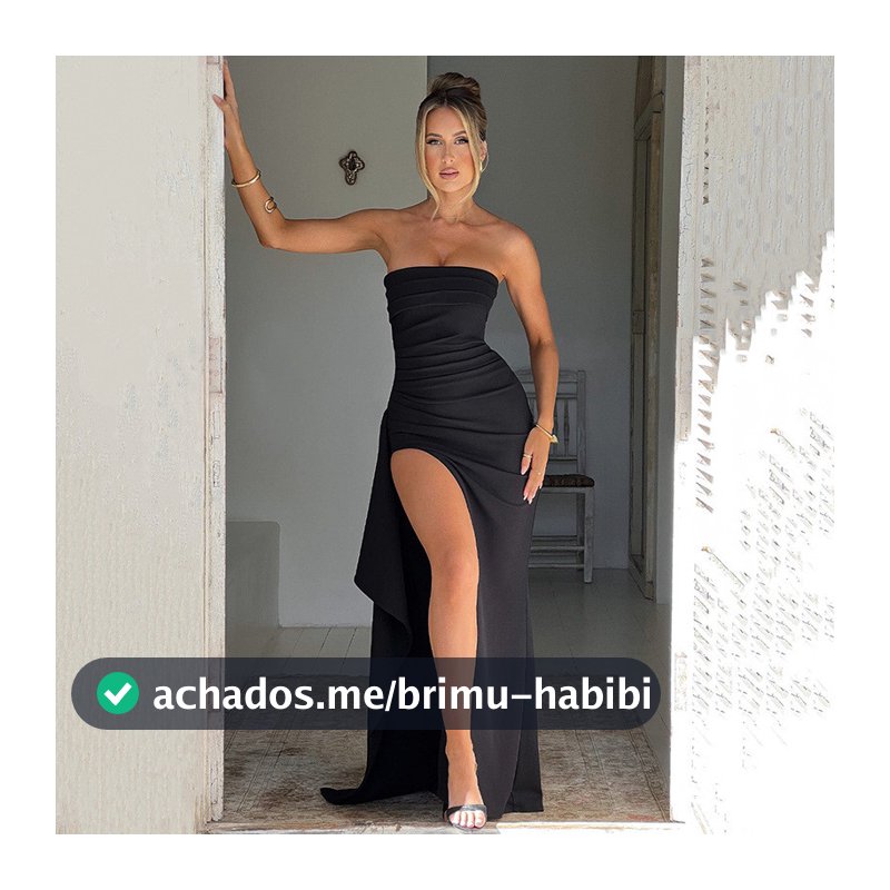 Desejo vestido de noite feminino de um pescoço tubo vestido superior moda Sexy Halter fenda alta saia longa outono