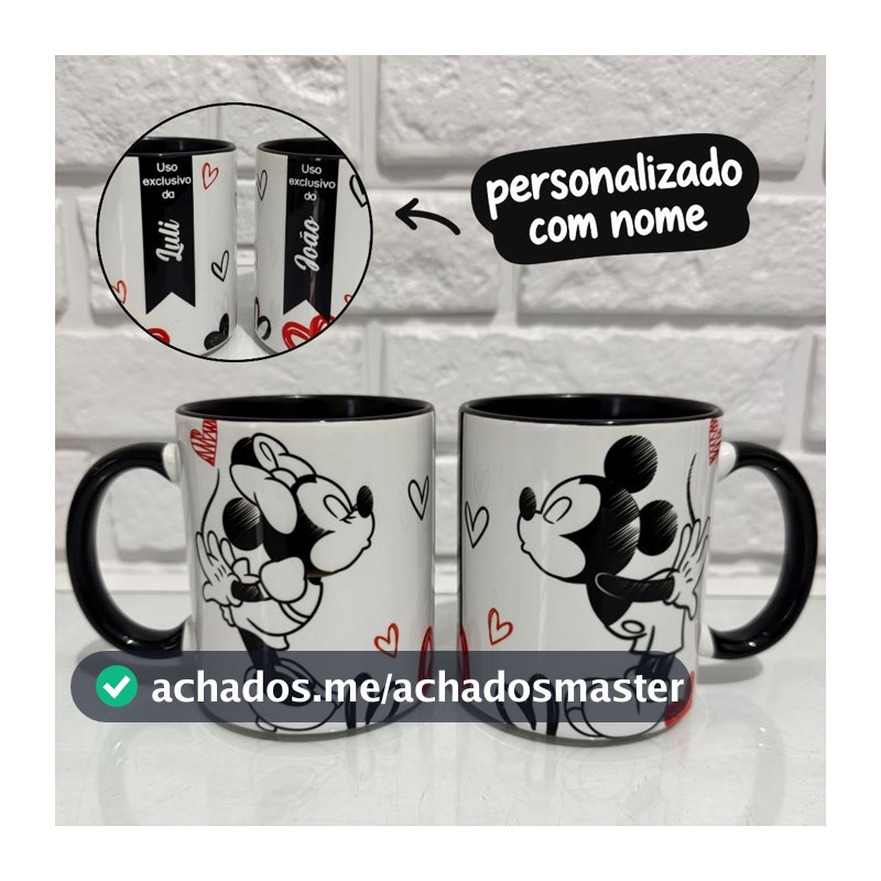 Par de Canecas Personalizada com Nome Mickey e Minnie | Vários Modelos Presente Casal