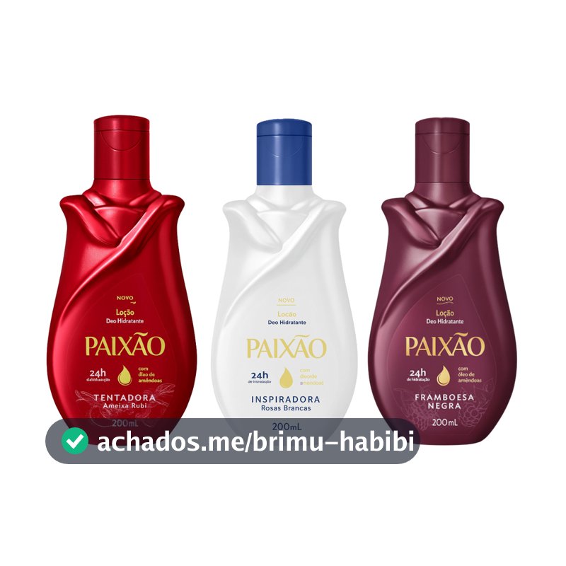 Kit 3 Hidratantes Corporais 200ml Paixão Tentadora + Framboesa Negra + Inspiradora