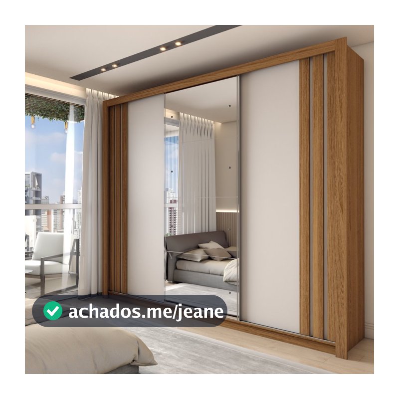 Guarda-Roupa Casal Uruguai 3 Portas 2 Gavetas Flex com Espelho - Panorama Móveis