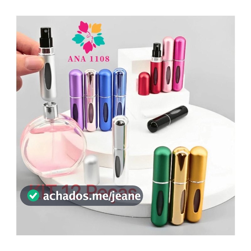 ANA1108 KIT 12 Pcs Porta Perfume Recarregavel Portatil Spray 5ml