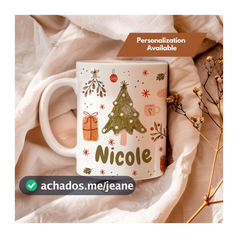 Caneca Personalizada Papai Natal com nome personalizado ARVORE DE NATAL