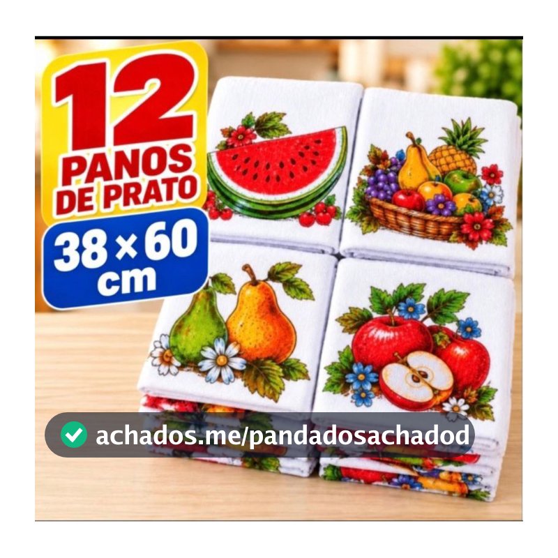 Kit 12 Panos De Prato 38x60cm 100% Algodão Estampas Sortidas Para Cozinha