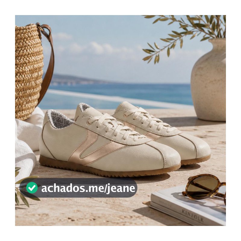Tênis Feminino Vittal Couro Legítimo Naomi Casual Clássico Retrô Off-White Rosê
