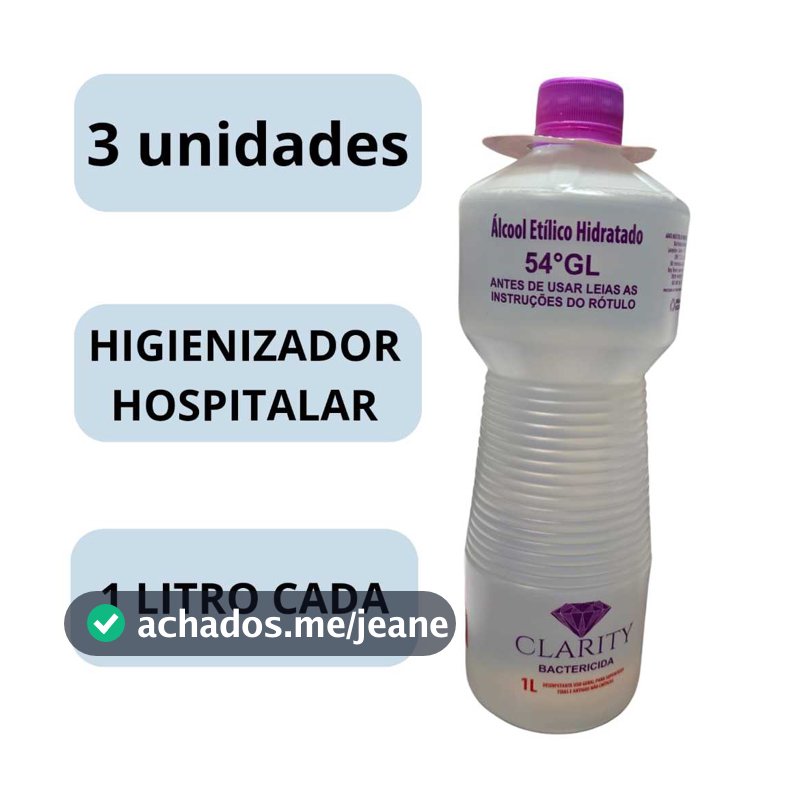KIT COM 3 ÁLCOOL ETÍLICO HIDRATADO 54º - Substituto do álcool 70º
