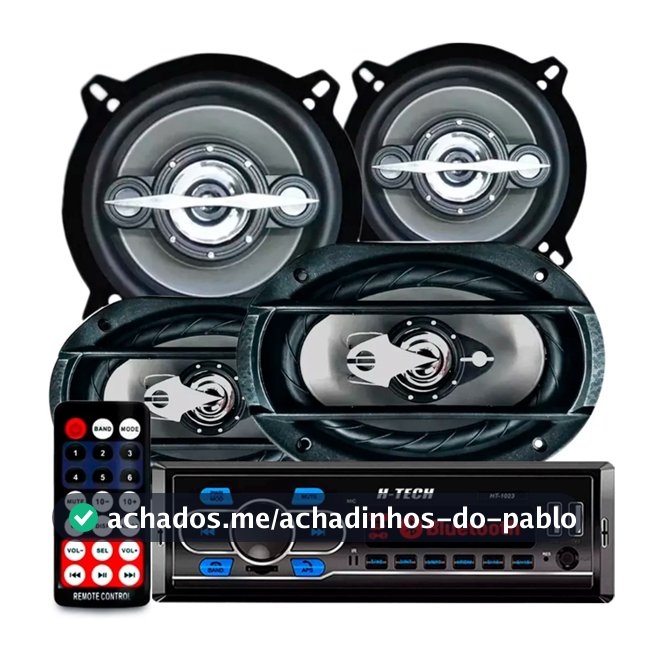 Kit Falante 6x9 + 5 Pol + Rádio Bluetooth Carro Mp3 Usb 310w