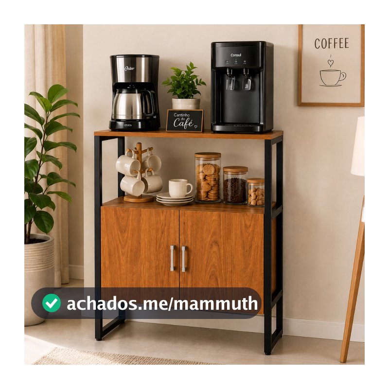 Buffet Aparador 70cm Industrial com 2 Portas Prateleira Multiuso para Cantinho do Café Sala Cozinha