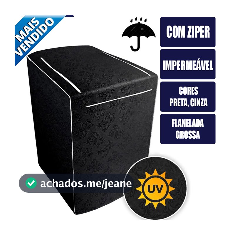 Capa para Maquina de Lavar com Ziper 10, 11, 12, 13, 14, 15, 16, 17, 18kg Electrolux Brastemp Consul