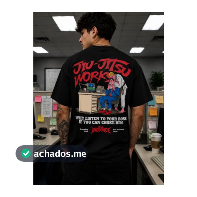 Camiseta Jiu Jitsu Works Full Violence Streetwear Oversized Unissex
