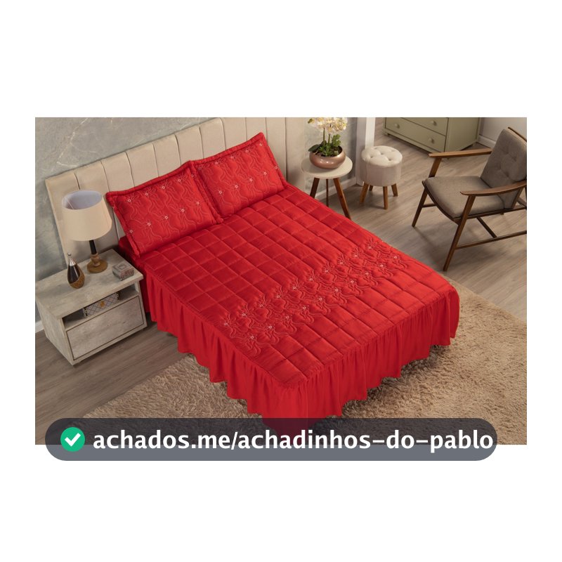 Colcha USO DIÁRIO Bordada Casal Padrão com Babado - Várias Cores