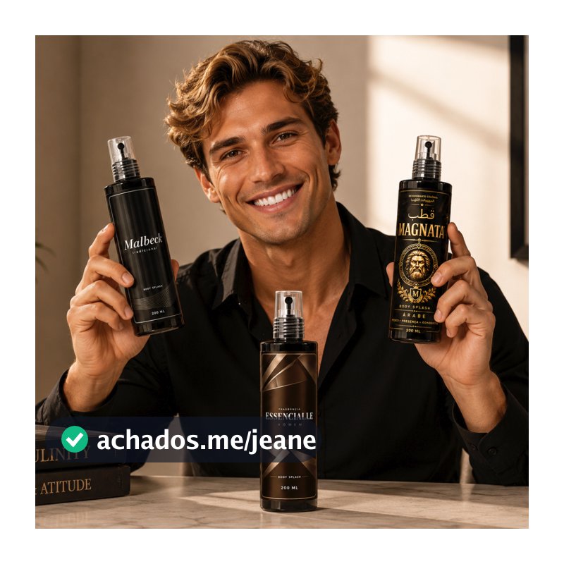 Kit de 2 Até 3 Body Splash Masculino Malbeck Essencialle Magnata Árabe 200ml Longa Duração Cheiroso