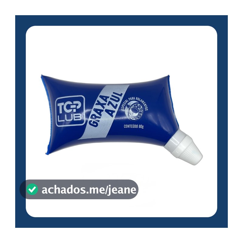 Graxa Azul 80g Alta Resistência à Água para Rolamentos com Bico Aplicador TopLub