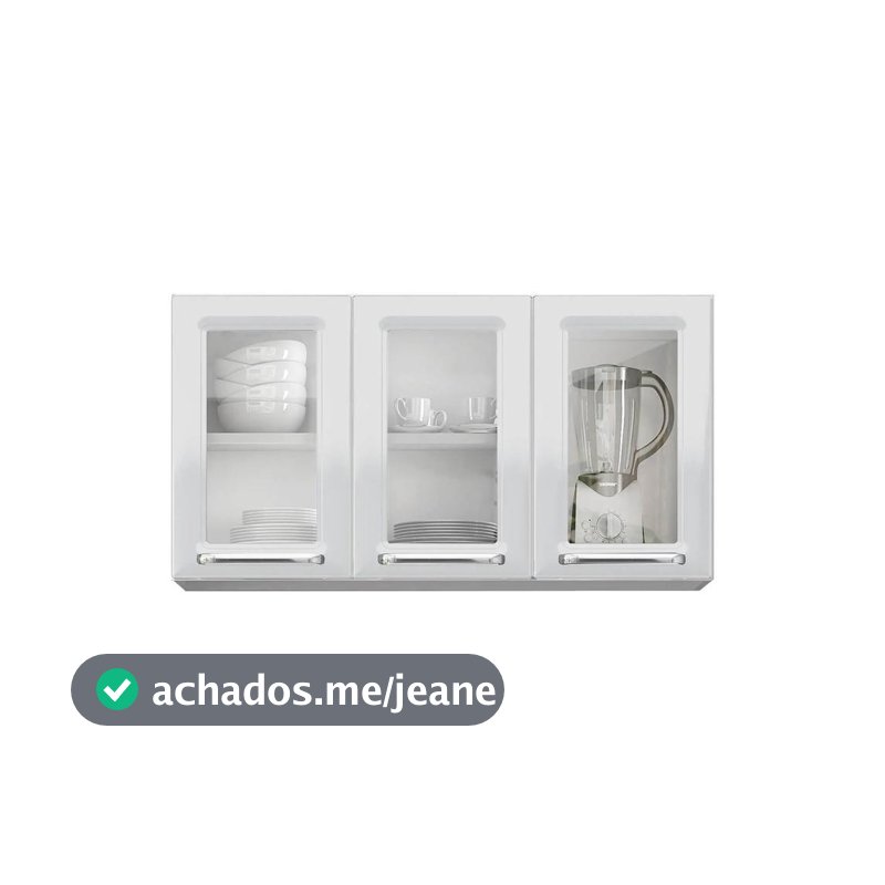 Armário Aéreo de Cozinha Itatiaia Luce 3 Portas com Vidro Branco IPV3-105