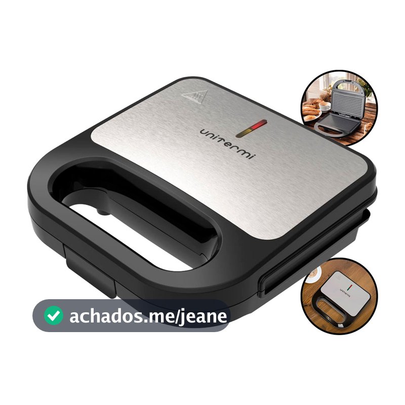 Sanduicheira Grill Elétrica 750w Grelha Antiaderente Inox Com Alça Para Sanduíches Carnes Legumes