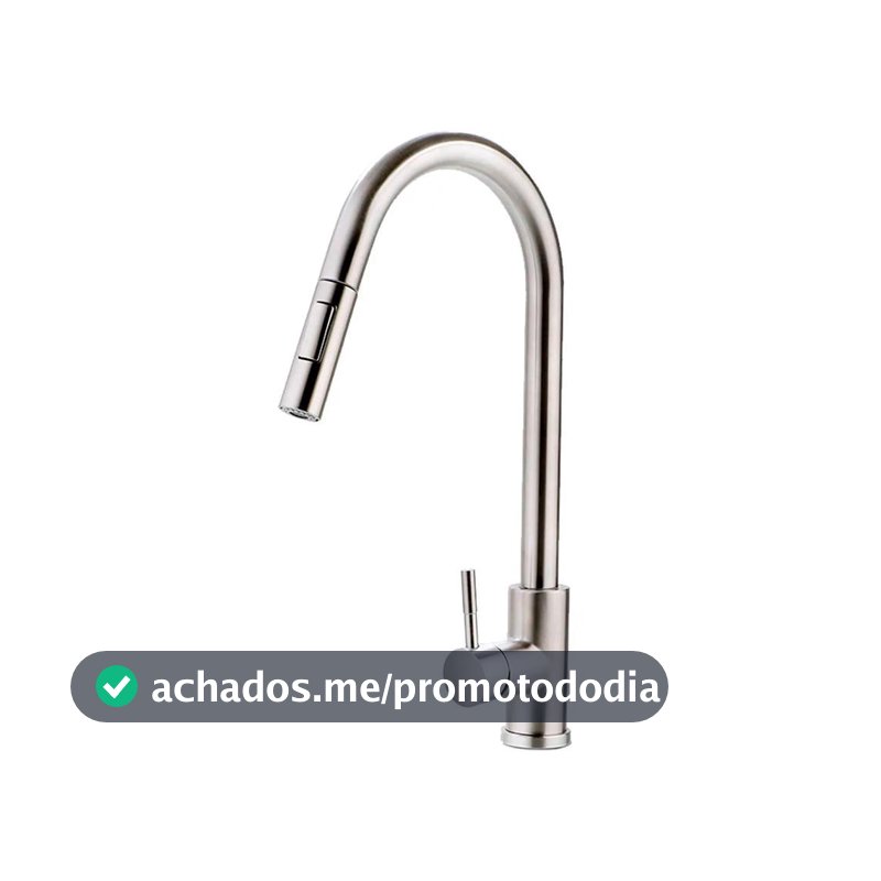 Torneira Para Cozinha Gourmet Misturador Monocomando Em Aço Inox 304 Escovado Iriri Pingoo - Prata