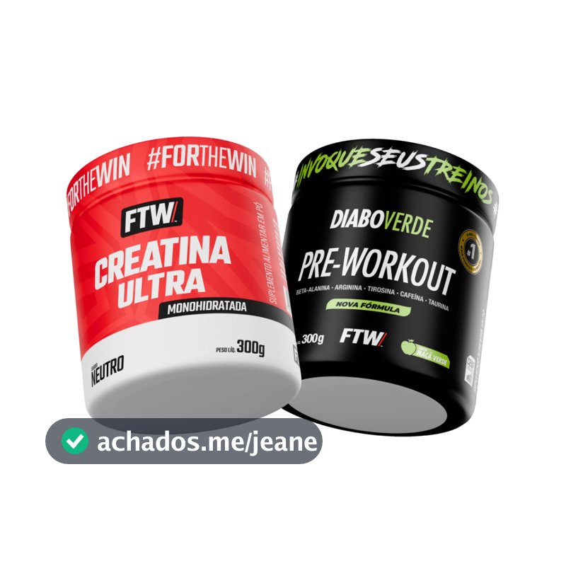 Kit Creatina Ultra Pote 300g + Pré Treino Diabo Verde Pre-Workout 300g - FTW