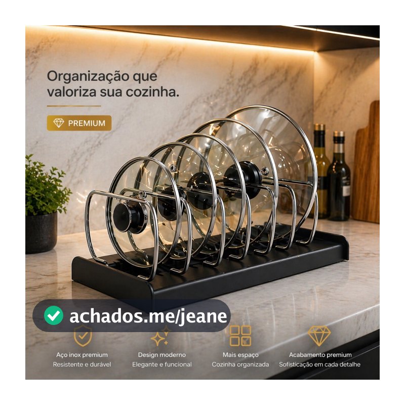 Organizador Suporte Tampa Formas Louças Panelas Cozinha 7 Divisórias Ajustável Bancada Armário