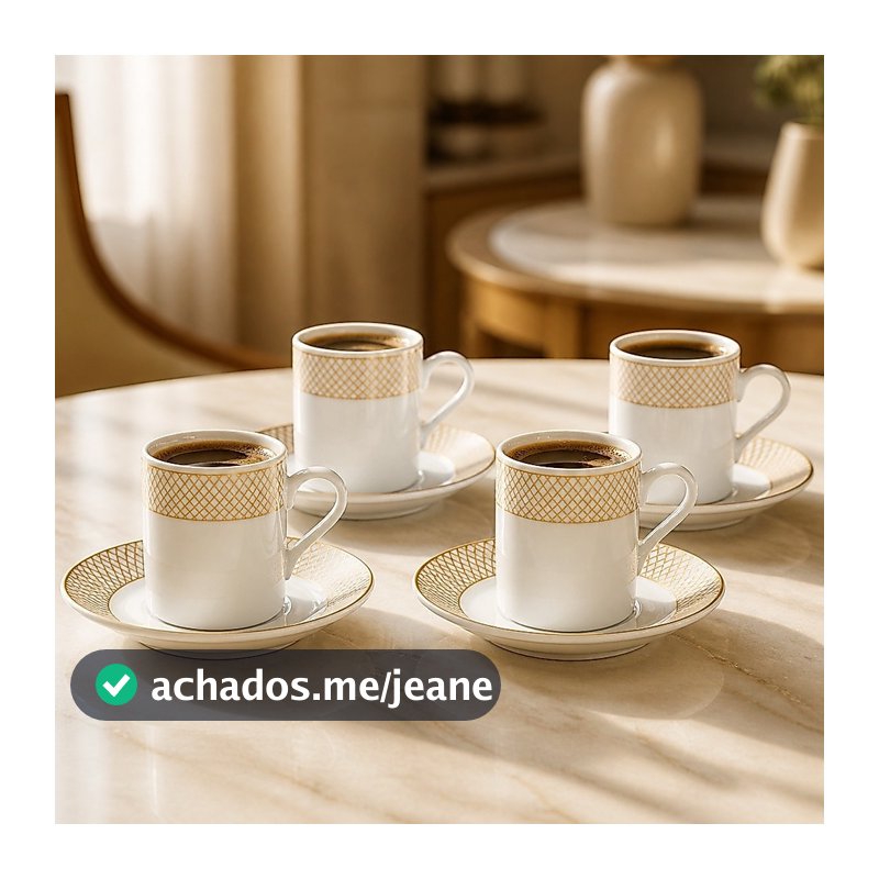 Jogo 4 Xícaras Para Café Regalis Com Pires 90ml Hauskraft