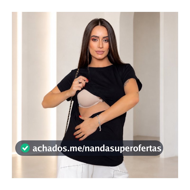 Blusa Amamentação Feminina Manga Curta Com Abertura Gestante Pós-Parto Viscolycra Confortável