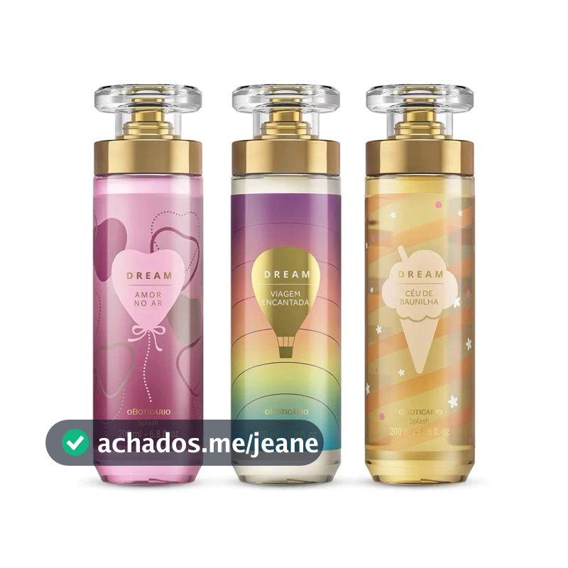 Combo Dream BodySplash Desodorante Colônia: Amor no Ar + Viagem Encantada + Céu de Baunlha 200ml