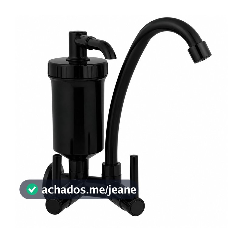 Torneira Cozinha Com Filtro ABS Preto Luxo Bica Móvel Parede 1/4 De Volta Com Refil