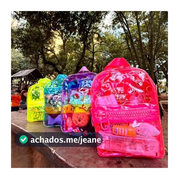Mochila Infantil Color Bubble Neon Transparente - DAC