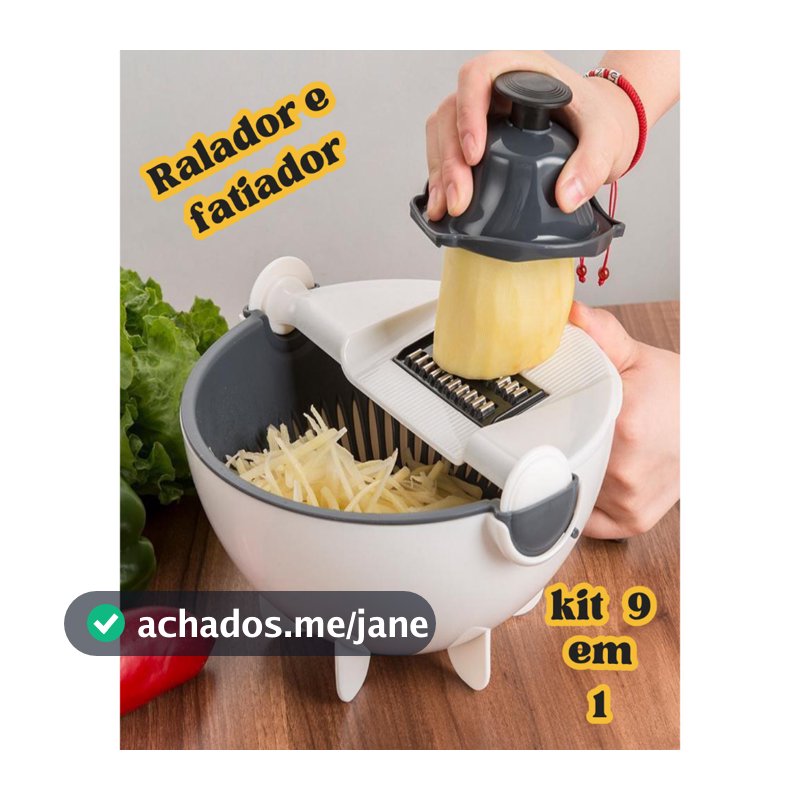 Ralador Escorredor Multifunções Cortador De Vegetais De Cozinha 9 Em 1 Processador de Alimentos