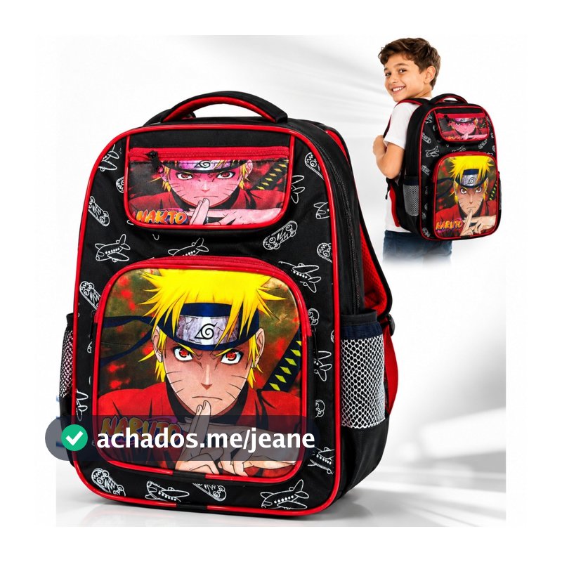 Mochila Escolar Infantil Naruto Menino Grande Reforçada Material Escolar Sasuke Uchiha Akatsuki