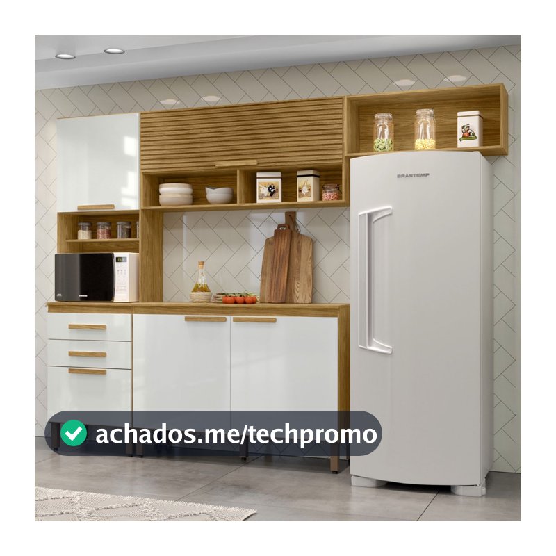 Cozinha Compacta Sara 5 Portas 2 Gavetas Marrocos/Off White - MX Móveis
