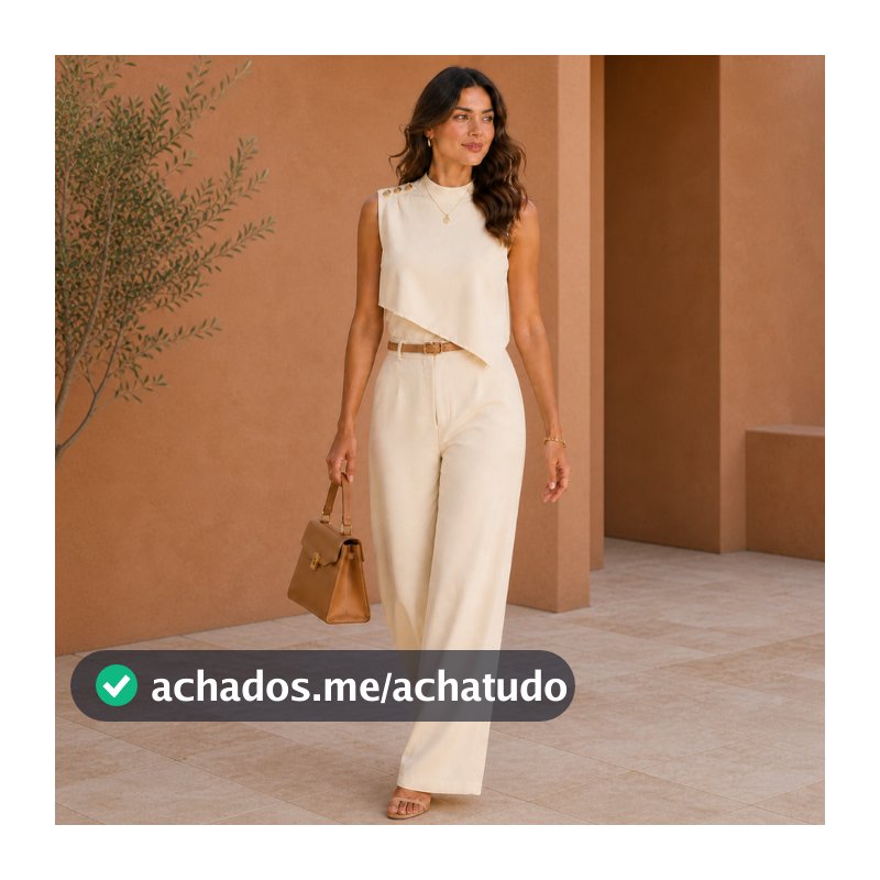 Conjunto Feminino Alfaiataria Blusa Assimétrica Capa e Calça Reta Premium Moda Evangélica Social Casamento Ref 25140