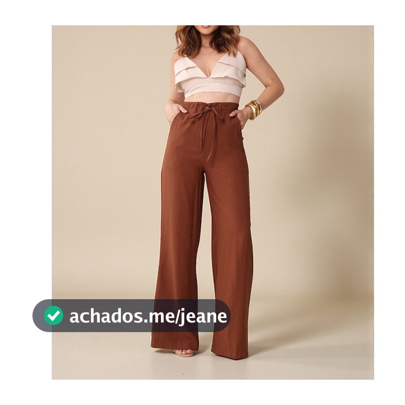 Calça Pantalona Cintura Alta com Amarração Elegância e Conforto Marrante Feminina COD 182