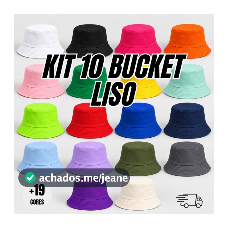 Kit 10 Chapéu Bucket Hat Liso Cores